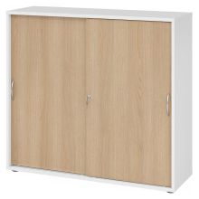 BETA 1753S | Schuifdeurkast | 3 OH - Wit/Eiken Metalen handgreep