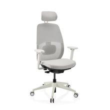 Skandis Pro | met hoofdsteun | Frame: Wit - Professionele bureaustoel Grijs / Wit