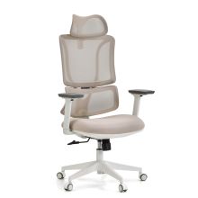 ERGOMY W | Stof / Net | Frame: Wit - Professionele bureaustoel Beige