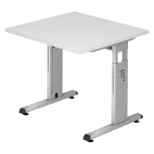 MEGA 8 S | Bureau - 80 x 80 Tafelhoogte I In hoogte verstelbaar Wit/Zilver
