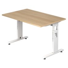 MEGA 12 W | Bureau - 120x80 Tafelhoogte I In hoogte verstelbaar Eiken/Wit