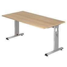 MEGA 16 S | Bureau - 160 x 80 Eiken/Zilver Tafelhoogte I In hoogte verstelbaar