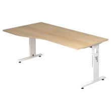 MEGA 18 W | Bureau - 180 x 100 Tafelhoogte I In hoogte verstelbaar Eiken/Wit