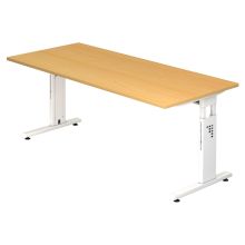 MEGA 19 W - 180 x 80 Tafelhoogte I In hoogte verstelbaar Beuken/Wit