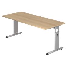 MEGA 19 S | Bureau - 180 x 80 Eiken/Zilver Tafelhoogte I In hoogte verstelbaar