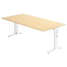 MEGA 2E W | Bureau - 200 x 100 Tafelhoogte I In hoogte verstelbaar Esdoorn/Wit