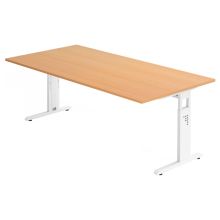 MEGA 2E W | Bureau - 200 x 100 Tafelhoogte I In hoogte verstelbaar Beuken/Wit