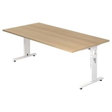 MEGA 2E W | Bureau - 200 x 100 Tafelhoogte I In hoogte verstelbaar Eiken/Wit