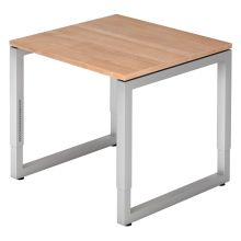 REGO 8 S | Bureau - 80 x 80 Walnoot/Zilver Tafelhoogte I In hoogte verstelbaar