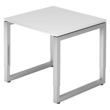REGO 8 S | Bureau - 80 x 80 Tafelhoogte I In hoogte verstelbaar Wit/Zilver