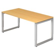 REGO 16 S | Bureau - 160 x 80 Beuken/Zilver Tafelhoogte I In hoogte verstelbaar