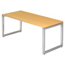 REGO 19 S | Bureau - 180 x 80 Beuken/Zilver Tafelhoogte I In hoogte verstelbaar