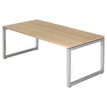 REGO 2E S | Bureau - 200 x 100 Eiken/Zilver Tafelhoogte I In hoogte verstelbaar