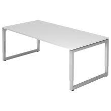 REGO 2E S | Bureau - 200 x 100 Tafelhoogte I In hoogte verstelbaar Wit/Zilver