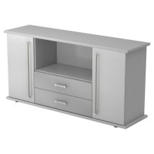 KAPA SB | Dressoir | met deuren + laden - Grijs Chrome metaal handgreep