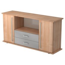 KAPA SB | Dressoir | met deuren + laden - Walnoot Chrome metaal handgreep