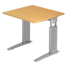 UNDA 8 S | Bureau - 80 x 80 Beuken/Zilver Tafelhoogte I In hoogte verstelbaar