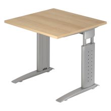 UNDA 8 S | Bureau - 80 x 80 Eiken/Zilver Tafelhoogte I In hoogte verstelbaar