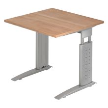 UNDA 8 S | Bureau - 80 x 80 Walnoot/Zilver Tafelhoogte I In hoogte verstelbaar