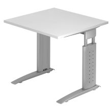 UNDA 8 S | Bureau - 80 x 80 Tafelhoogte I In hoogte verstelbaar Wit/Zilver