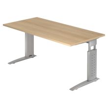 UNDA 16 S | Bureau - 160 x 80 Eiken/Zilver Tafelhoogte I In hoogte verstelbaar
