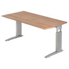 UNDA 16 S | Bureau - 160 x 80 Walnoot/Zilver Tafelhoogte I In hoogte verstelbaar