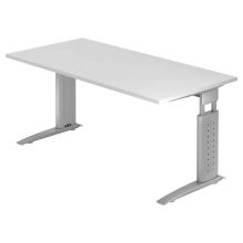 UNDA 16 S | Bureau - 160 x 80 Tafelhoogte I In hoogte verstelbaar Wit/Zilver