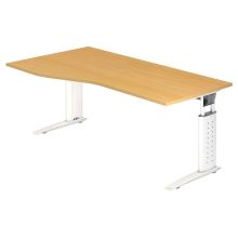 UNDA 18 W | Bureau - 180 x 100 Tafelhoogte I In hoogte verstelbaar Beuken/Wit