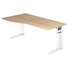 UNDA 18 W | Bureau - 180 x 100 Tafelhoogte I In hoogte verstelbaar Eiken/Wit