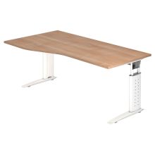 UNDA 18 W | Bureau - 180 x 100 Tafelhoogte I In hoogte verstelbaar Walnoot/Wit