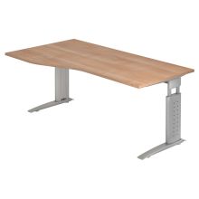UNDA 18 S | Bureau - 180 x 100 Walnoot/Zilver Tafelhoogte I In hoogte verstelbaar