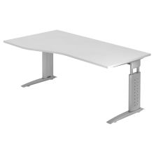 UNDA 18 S | Bureau - 180 x 100 Tafelhoogte I In hoogte verstelbaar Wit/Zilver