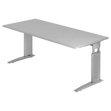UNDA 19 S | Bureau - 180 x 80 Grijs/Zilver Tafelhoogte I In hoogte verstelbaar