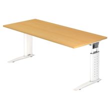 UNDA 19 W | Bureau - 180 x 80 Tafelhoogte I In hoogte verstelbaar Beuken/Wit
