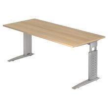 UNDA 19 S | Bureau - 180 x 80 Eiken/Zilver Tafelhoogte I In hoogte verstelbaar
