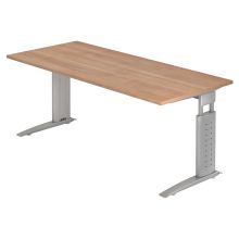 UNDA 19 S | Bureau - 180 x 80 Walnoot/Zilver Tafelhoogte I In hoogte verstelbaar