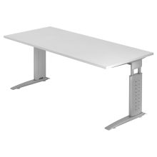 UNDA 19 S | Bureau - 180 x 80 Tafelhoogte I In hoogte verstelbaar Wit/Zilver