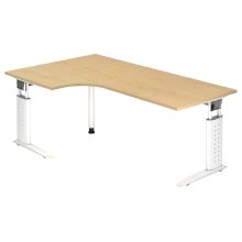 UNDA 82 W | Bureau - 200 x 120 Tafelhoogte I In hoogte verstelbaar Esdoorn/Wit