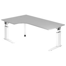 UNDA 82 W | Bureau - 200 x 120 Tafelhoogte I In hoogte verstelbaar Grijs/Wit