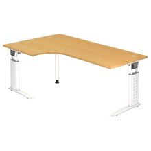 UNDA 82 W | Bureau - 200 x 120 Tafelhoogte I In hoogte verstelbaar Beuken/Wit