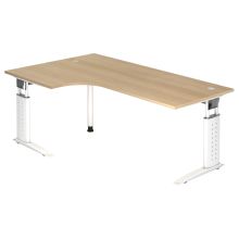 UNDA 82 W | Bureau - 200 x 120 Tafelhoogte I In hoogte verstelbaar Eiken/Wit