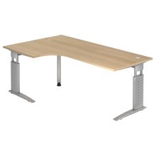 UNDA 82 S | Bureau - 200 x 120 Eiken/Zilver Tafelhoogte I In hoogte verstelbaar