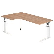 UNDA 82 W | Bureau - 200 x 120 Tafelhoogte I In hoogte verstelbaar Walnoot/Wit