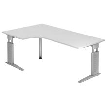 UNDA 82 S | Bureau - 200 x 120 Tafelhoogte I In hoogte verstelbaar Wit/Zilver