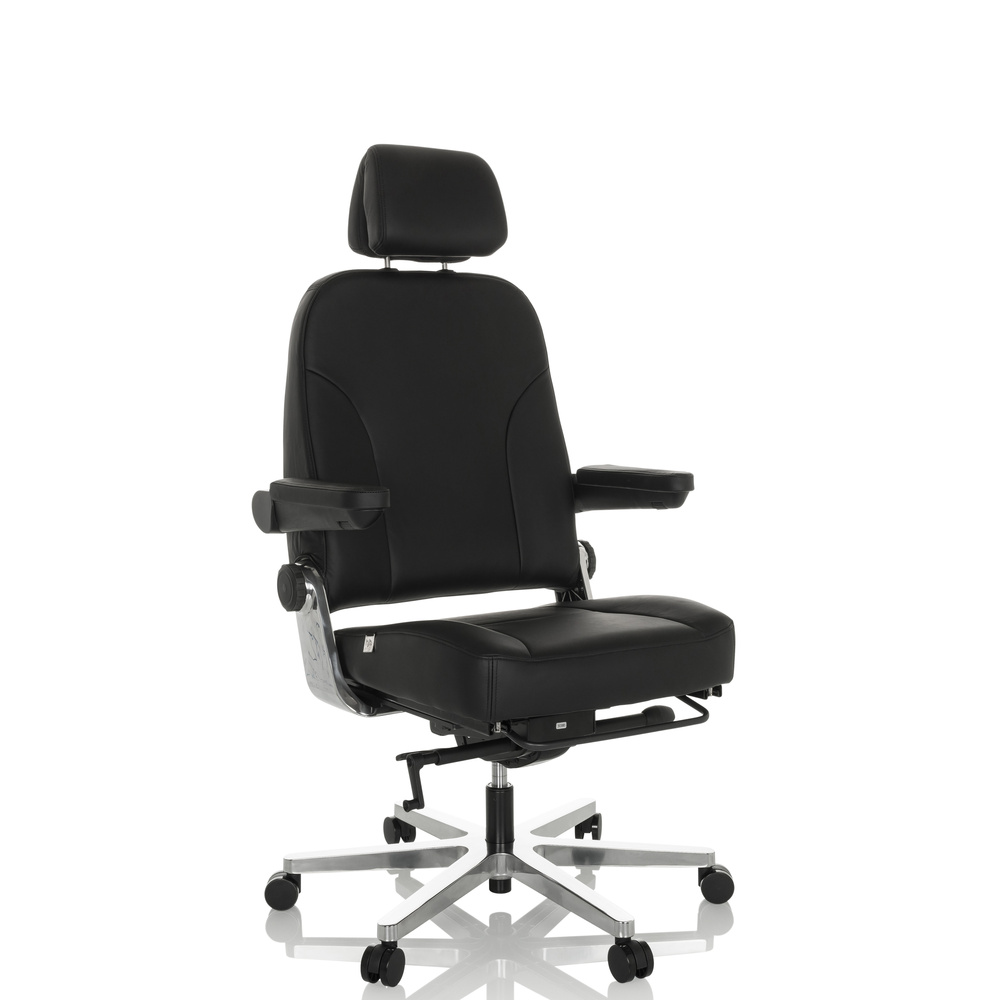 24 HOURS F | Leder - XXL bureaustoel Zwart